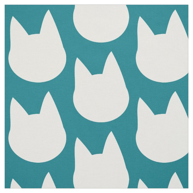 Aquamarines Muster der weißen Katze Stoff (Muster)