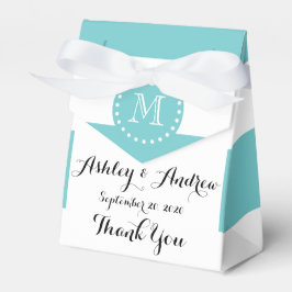 Aquamarines Muster der weißen Streifen, Ihr Monogr Geschenkschachtel