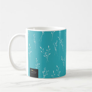 Aquamarines Muster für  weiße Blume für Kaffeebech Kaffeetasse
