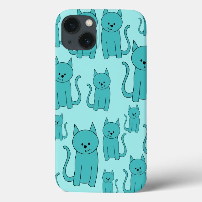 Aquamarines Muster Niedlicher Katzen. Case-Mate iPhone Hülle (Rückseite)