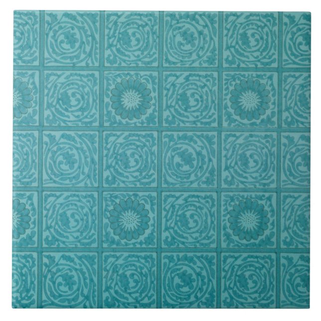 Aquamarines Muster (von William Morris) Fliese (Vorderseite)