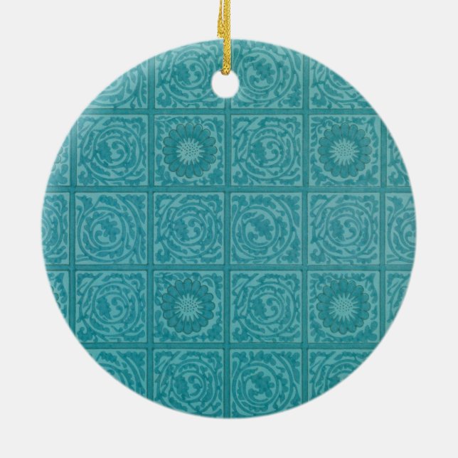 Aquamarines Muster (von William Morris) Keramik Ornament (Hinten)