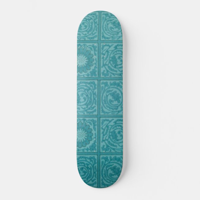 Aquamarines Muster (von William Morris) Skateboard (Vorderseite)