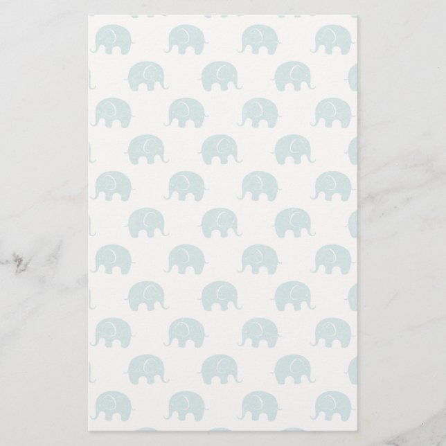 Aquamarines niedliches Elefant-Muster Briefpapier (Vorderseite)