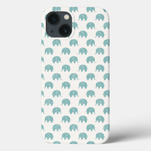 Aquamarines Niedliches Elefantenmuster iPhone 13 Hülle