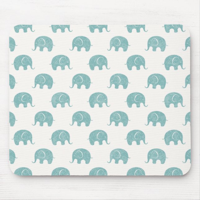 Aquamarines Niedliches Elefantenmuster Mousepad (Vorne)