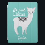 Aquamarines Niedliches NO Prob Llama mit Namen iPad Pro Hülle<br><div class="desc">Aquamariner Niedlicher NO Prob Llama mit Name iPad Pro Cover Schützen Sie Ihr iPad Pro im Stil mit unserem Aquamarinen Niedlichen NO Prob Llama mit Name iPad Pro Cover. Dieses bezaubernde und humorvolle Cover zeichnet sich durch eine lustige Lama-Illustration und das spielerische Zitat "NO prob Llama"-Set vor einem lebendigen aquamarinen...</div>