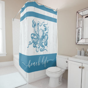 Aquamarines Oktopus Beach Life Script Duschvorhang