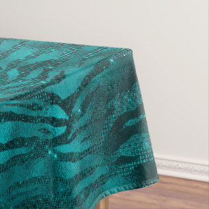 Aquamarines Ombre Glam Glitzer Tiger Streifen Must Tischdecke