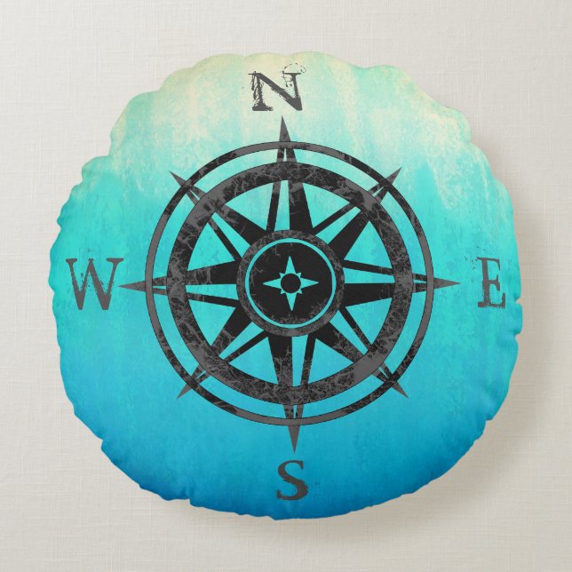 Aquamarines Ombre Meer Rundes Kissen (Vorderseite)