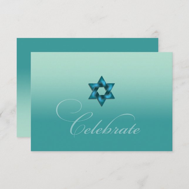 Aquamarines Ombre mit Star RSVP Karte (Vorne/Hinten)