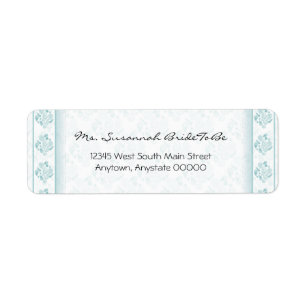 Aquamarines Paisley Damask-Adressetikett