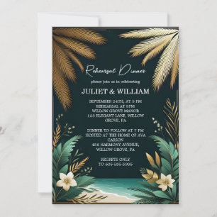 Aquamarines Palm Beach Green und Gold Probe Dinner Einladung