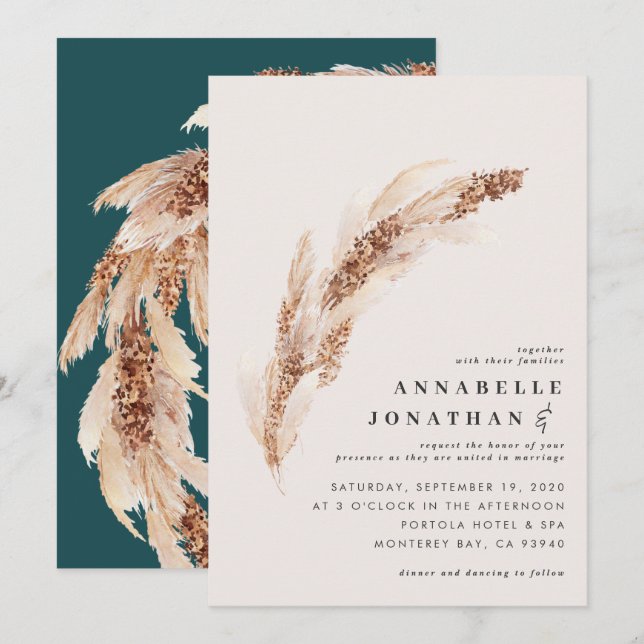Aquamarines Pampas-Gras-Hochzeit (Vorne/Hinten)