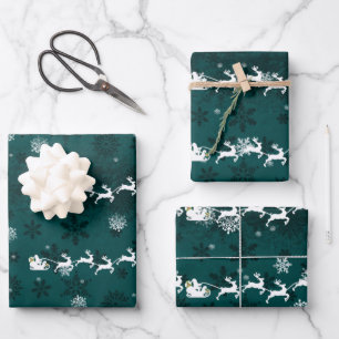 Aquamarines Papier für Schlitten und Rentier des W