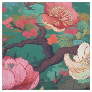 Aquamarines Perlmuster im japanischen Kimono-Stil Stoff