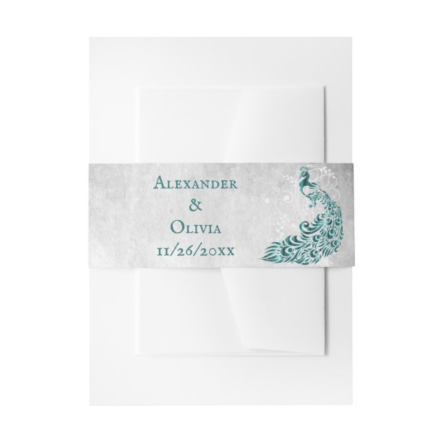 Aquamarines Pfauenleder Vine Invite Bündchen Band (Vorderseite Beispiel)