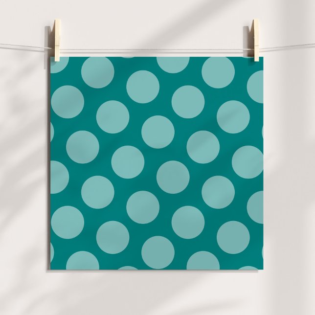 Aquamarines Polka Dot Muster Fotodruck (Teal Polka Dot Pattern Photo Print)