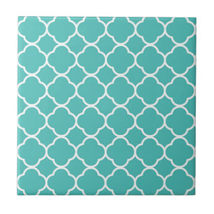 Aquamarines Quatrefolienmuster Fliese