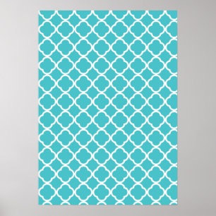 Aquamarines Quatrefolienmuster Poster