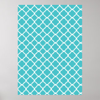 Aquamarines Quatrefolienmuster Poster