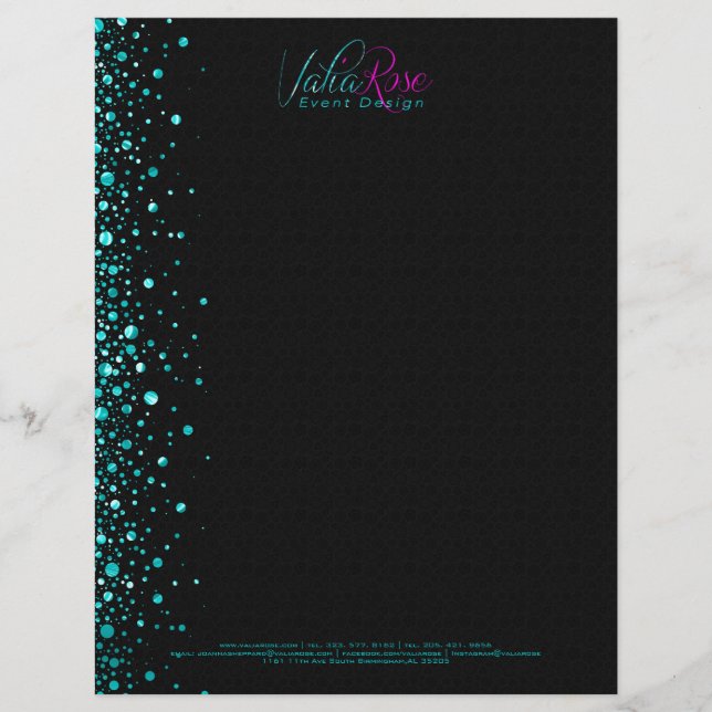 Aquamarines Random-Circle-Design aus Schwarz und M Briefbogen (Vorderseite)