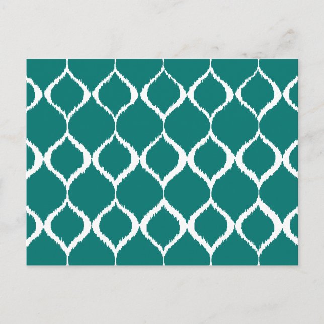 Aquamarines Retro Geometric Ikat Tribal Print Must Postkarte (Vorderseite)