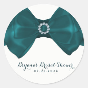Aquamarines Ribbon & Diamonds Brautparty Elegante Runder Aufkleber
