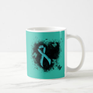 Aquamarines Ribbon Grunge Herz Tasse