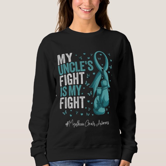 Aquamarines Ribbon Onkel Myasthenia Gravis Bewusst Sweatshirt (Vorderseite)