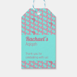 AQUAMARINES rosa Muster, Aqiqah Babydusche Geschenkanhänger