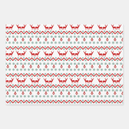 Aquamarines Rotschneeflockenmuster Geschenkpapier Set