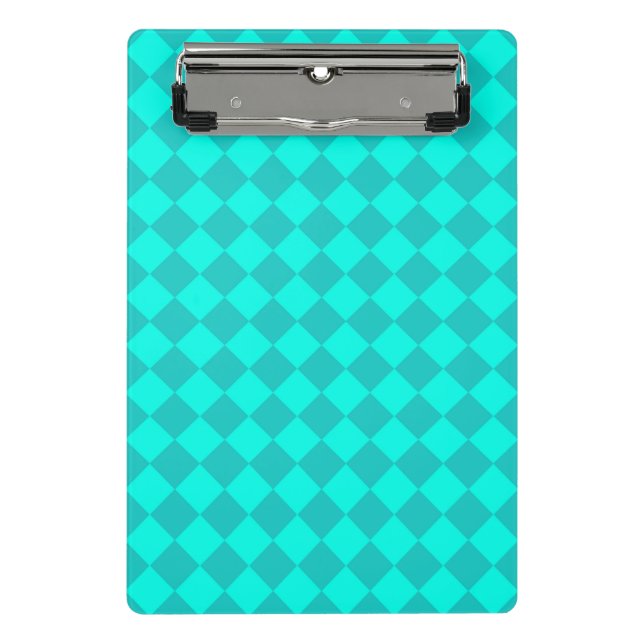 Aquamarines Schachbrett Diamantmuster Mini Klemmbrett (Vorderseite)