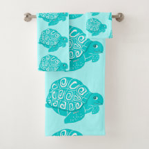 Aquamarines Schildkröte-Muster-Aqua-Tuch-Set
