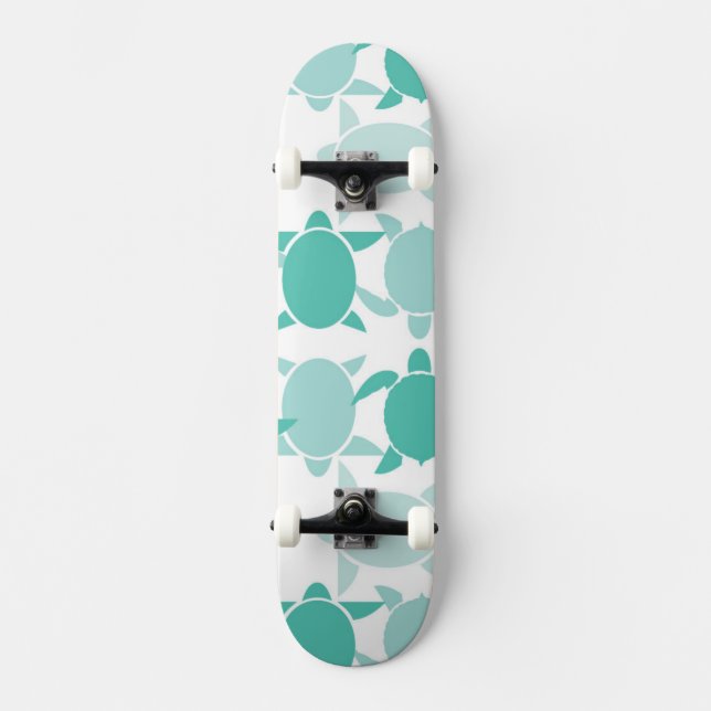 Aquamarines Schildkröte-Muster Skateboard (Vorderseite)
