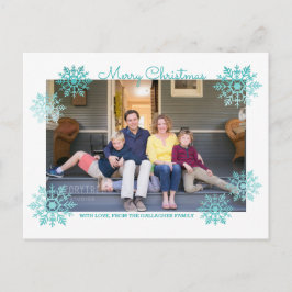 Aquamarines schimmerndes Chic Snowflake Holiday Fo Feiertagspostkarte