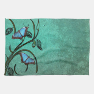Aquamarines Schmetterlings-Paar-Küchen-Tuch Handtuch