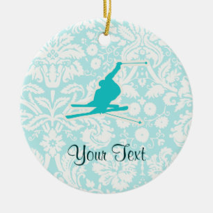 Aquamarines Schnee-Skifahren Keramikornament