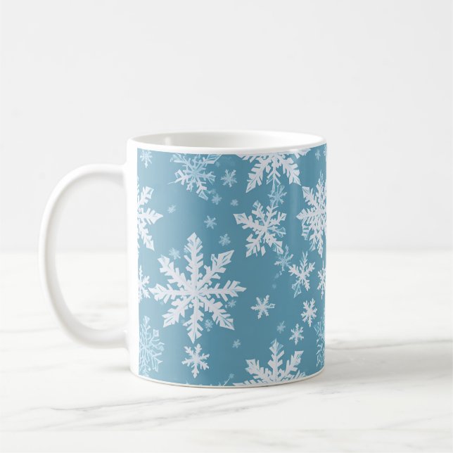 Aquamarines Schneeflockenmuster Kaffeetasse (Links)
