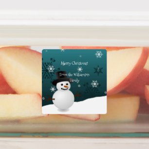 Aquamarines Schneemann Winter Szene Weihnachtsgebä Etiketten