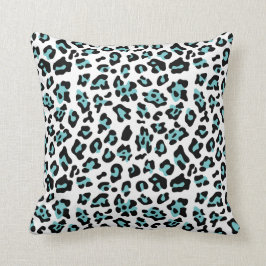 Aquamarines Schwarz-Leopard-Muster Kissen