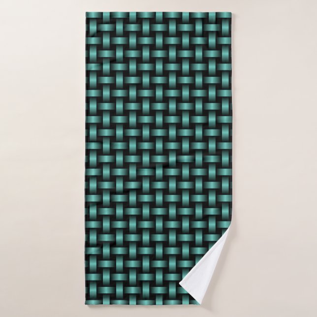 Aquamarines Schwarz-Weave-Muster Badehandtuch (Badehandtuch)