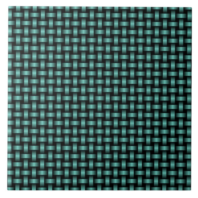 Aquamarines Schwarz-Weave-Muster Fliese (Vorderseite)