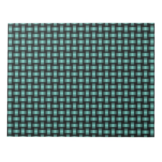Aquamarines Schwarz-Weave-Muster Notizblock (Vorderseite)
