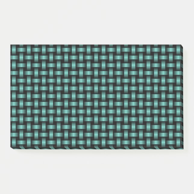Aquamarines Schwarz-Weave-Muster Post-it Klebezettel (Vorderseite)