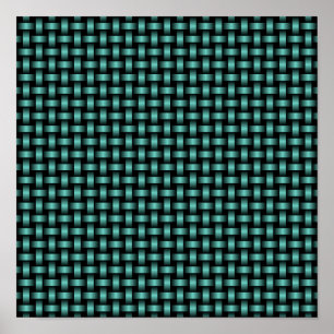 Aquamarines Schwarz-Weave-Muster Poster