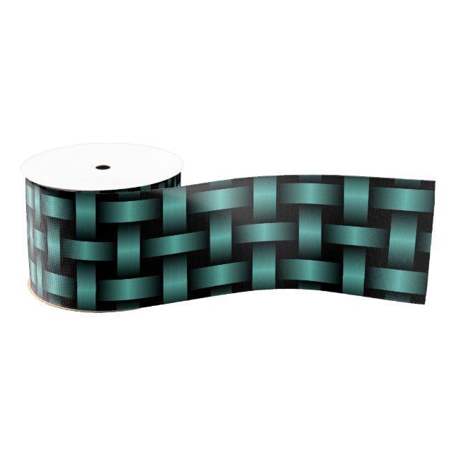 Aquamarines Schwarz-Weave-Muster Ripsband (Spule)