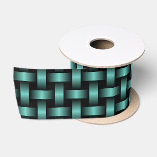 Aquamarines Schwarz-Weave-Muster Satinband