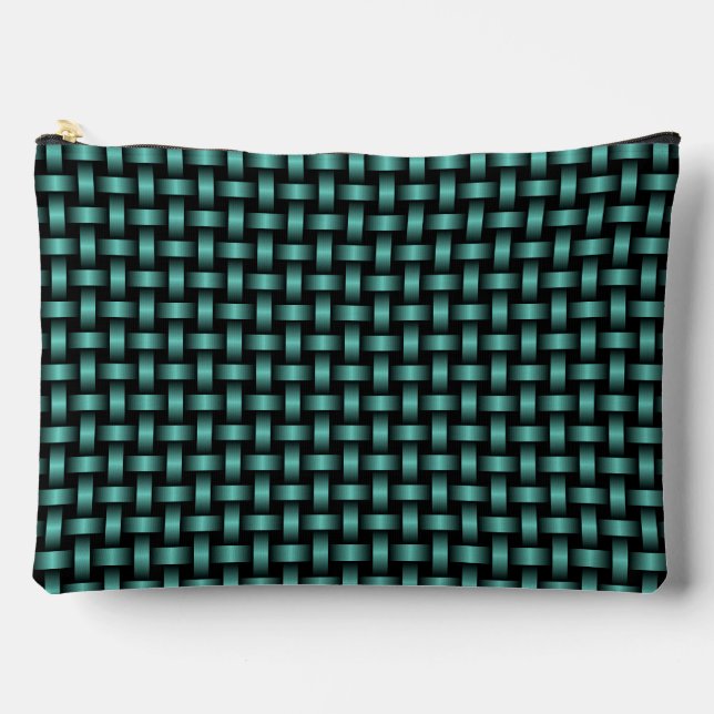 Aquamarines Schwarz-Weave-Muster Zubehörtasche (Vorderseite)