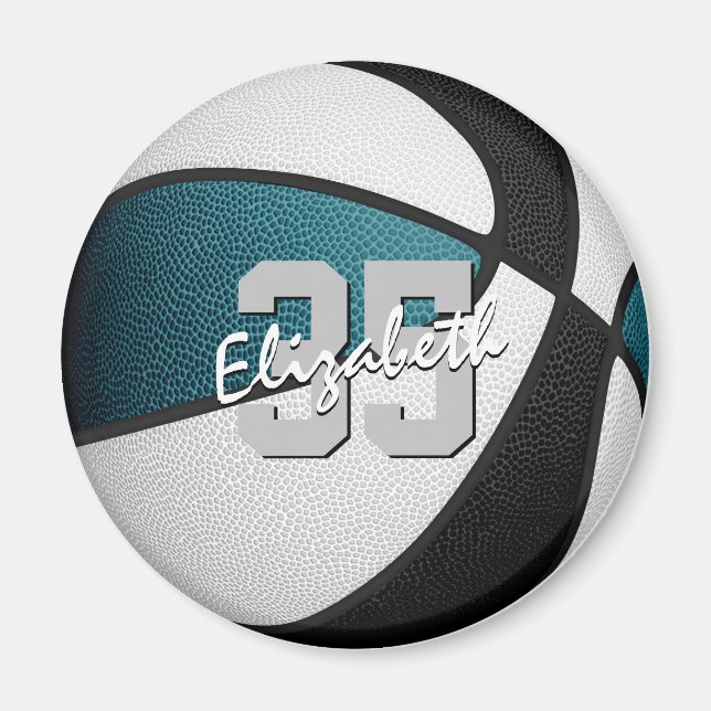 aquamarines schwarzes Basketballteam färbt Kinder  Magnet (Vorne)